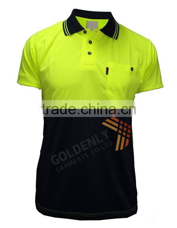 OEM with lastest design for men' s hi vi cotton fluorescent scent polo shirt