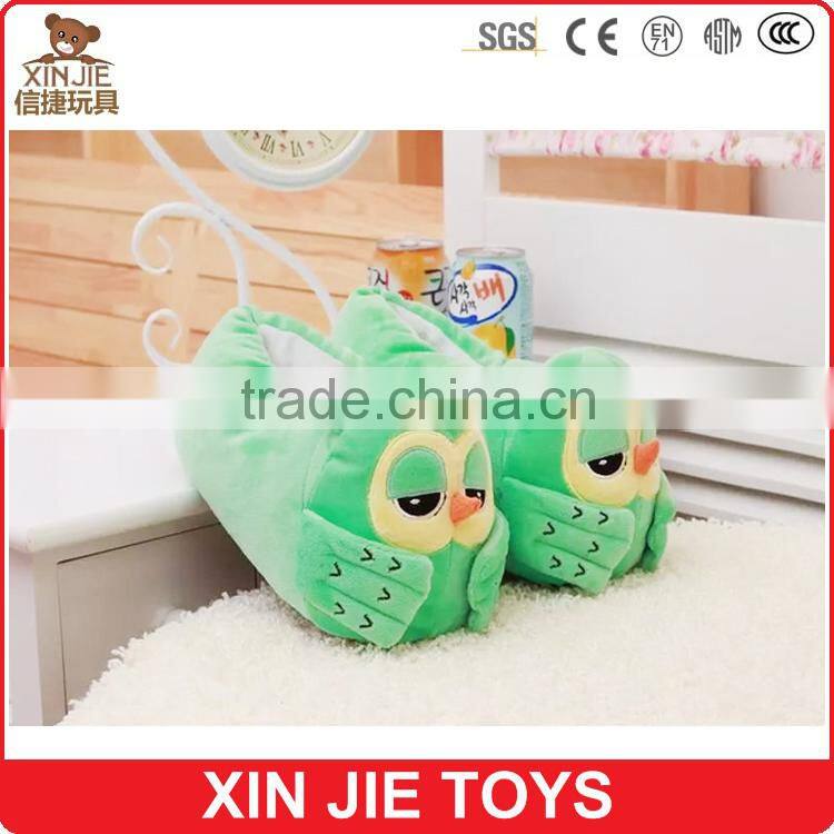 high quality plush owl slippers pink plush animal slippers for girls green owl plush slippers