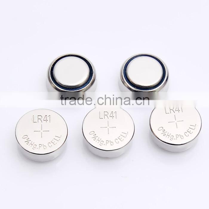 Mercury and cadmium 0% hg pb battery LR41 AG3 alkaline button cell manufacturer