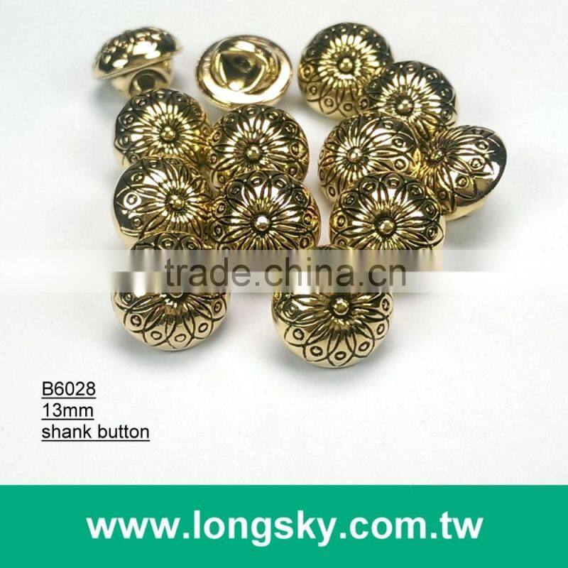 (#B6042/13mm) Taiwan made classical plated cloud stripes small shank buttons for lady dress