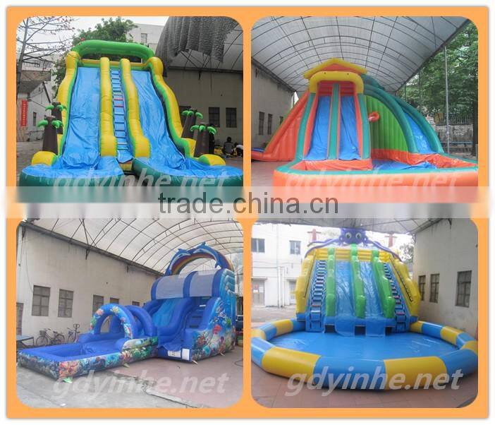 2016 Cheap priate boat theme inflatable slide with pool