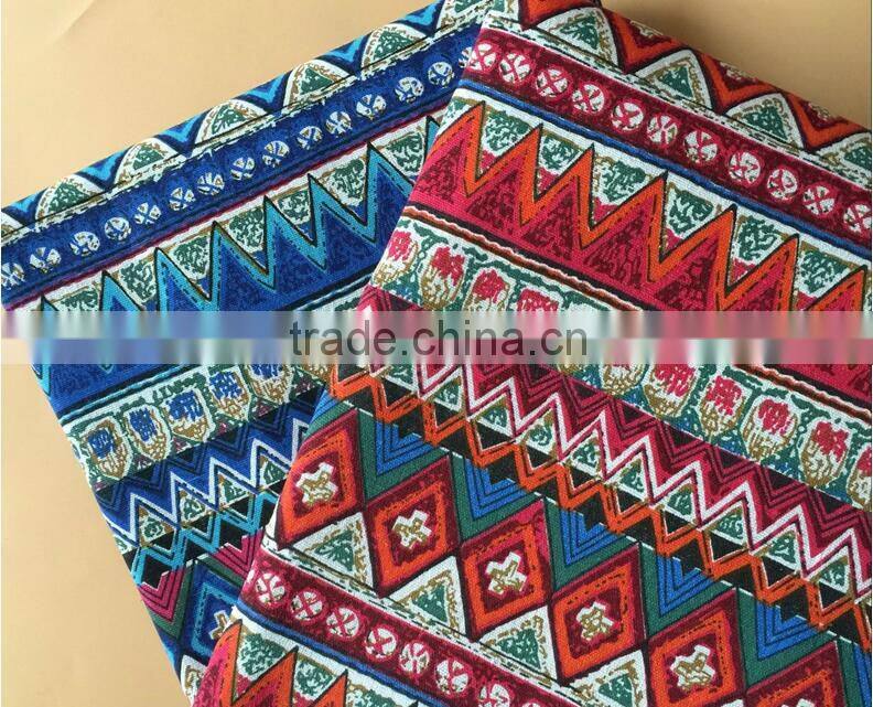 linen printed fabric national style table cloth pillow