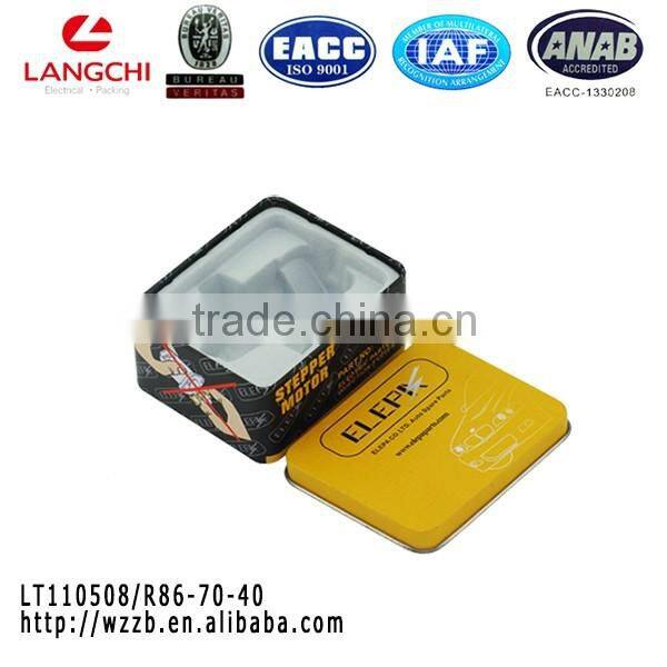 Cheap rectangle wholesale tinplate case with insert flocking blister