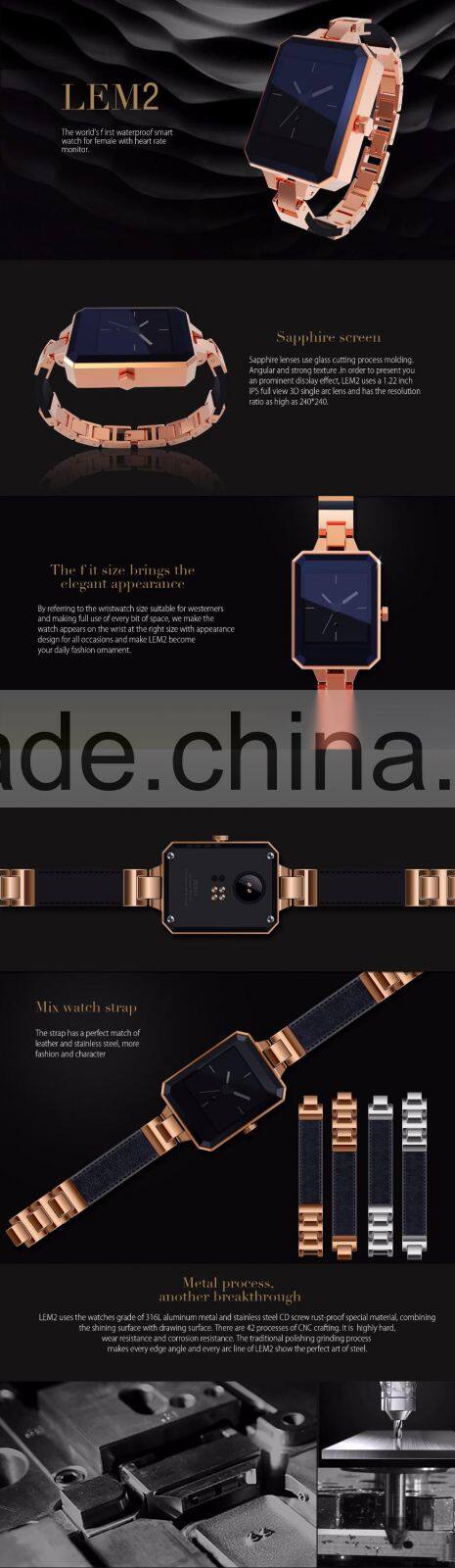 New Smart Watch Metal+Leather Strap Full work with iOS and Android Lady's Smart Watch