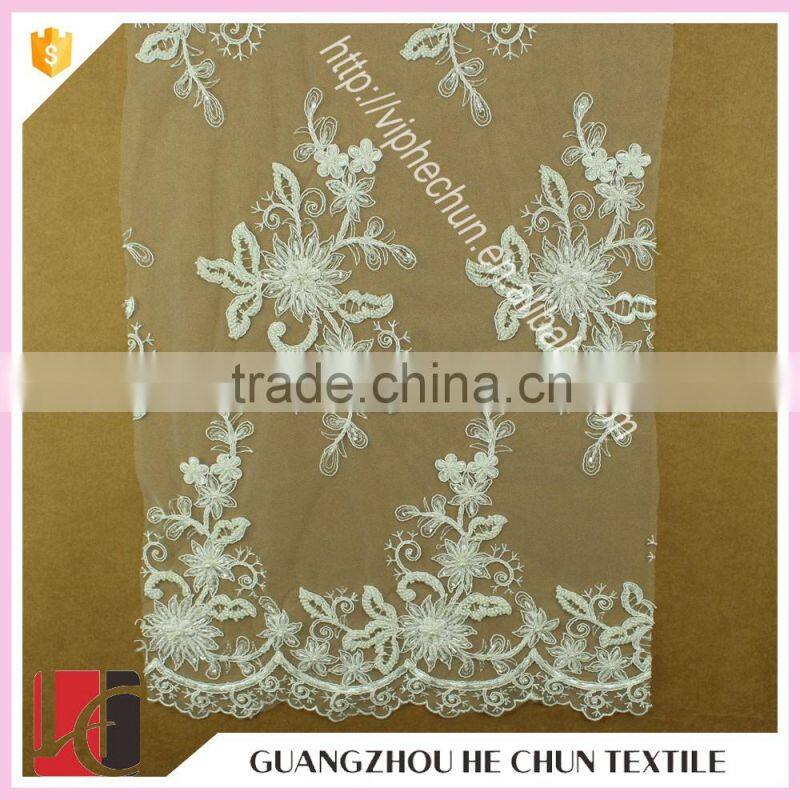 HC-6117-1 Hechun Floral Crochet Patterns Hand Beaded Bridal Lace Fabric