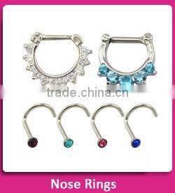 Wholesale 2016 latest fashion stainless steel zircon lip piercing jewelry rings