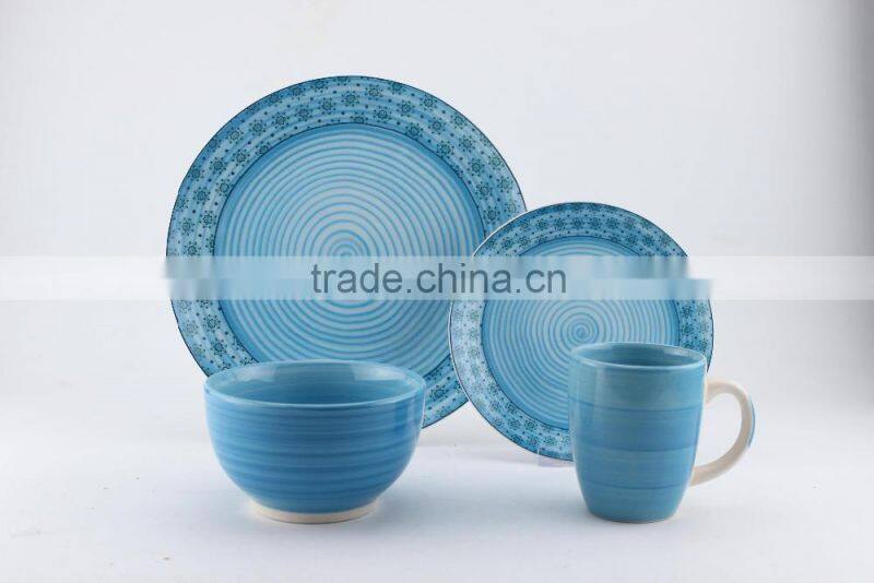 16pc fine stoneware hand painted dinnerset service for 4/ AB grade/2016 popular design/porcelain dinner plate