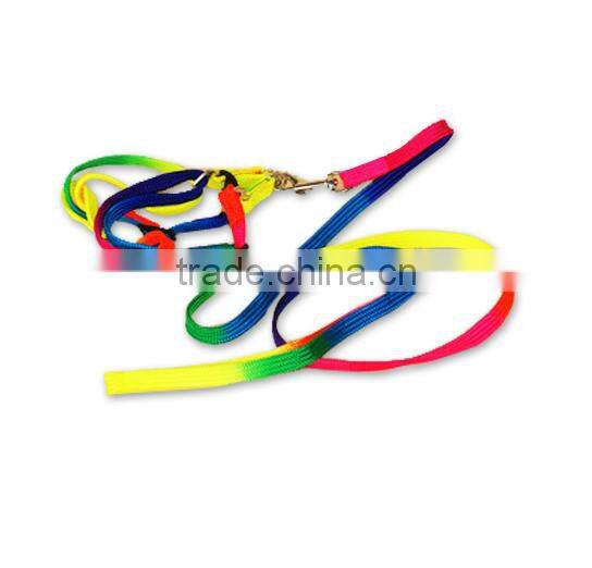 Factory Price Rainbow Nylon Leash and chest For Small/large Dogs;nylon material dog leash and dog chest
