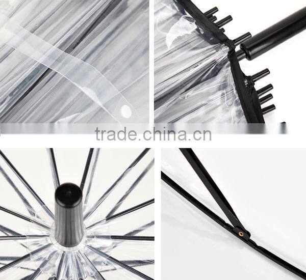 23" 14k Straight Transparent POE Rain Umbrella