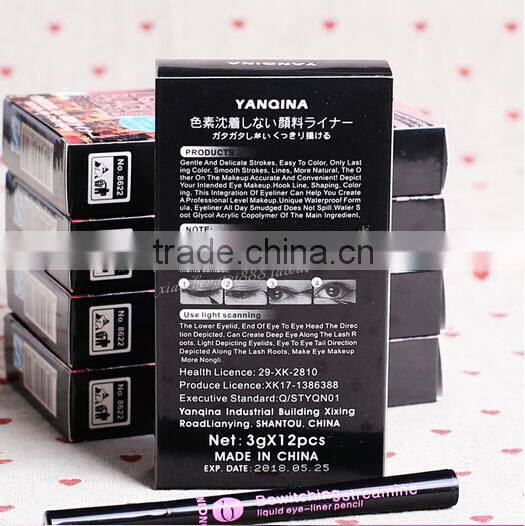 Yanqina Black Eyeliner Waterproof Liquid Quick-drying EyeLiner Pencil 8622#