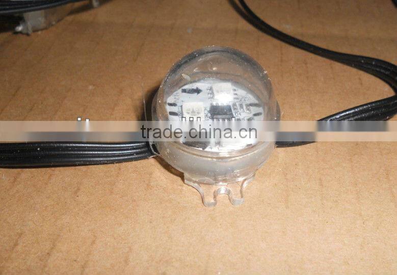 30mm diameter DC12V input ws2811 led smart module,with 3pcs 5050 SMD RGB LED inside, 0.72W,20pcs a string,all black wire