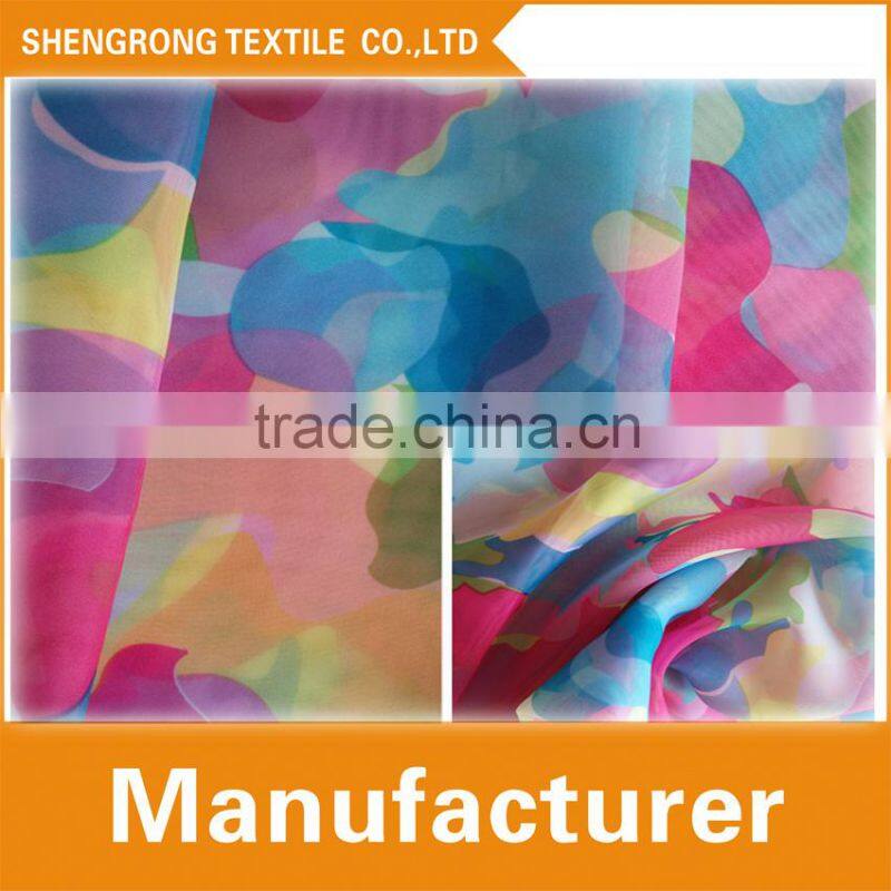 100% polyester printing organza for women dress/Camouflage printed fabrics