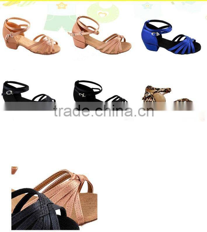 Plus size children dance shoes Leopard latin dancing shoes kids salsa Satin ballroom tango Latin Square dance shoes