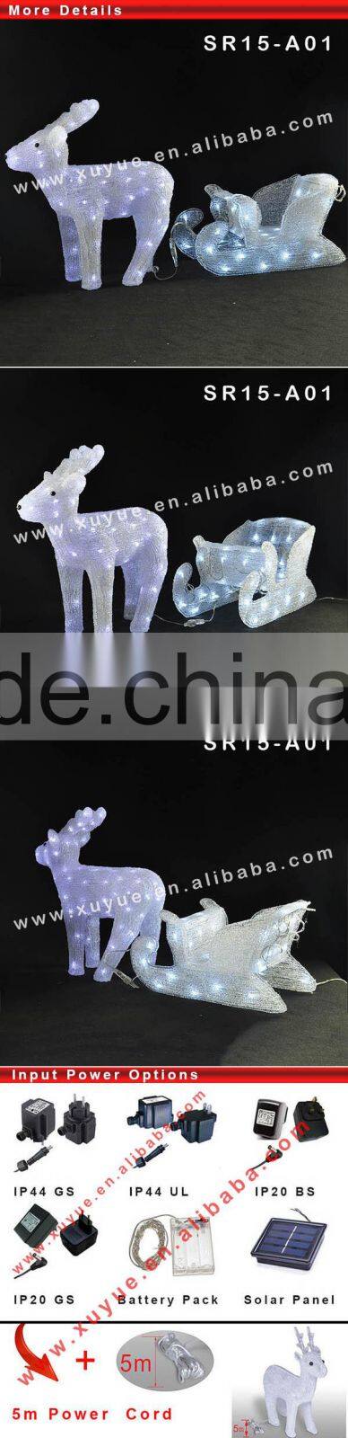Acrylic LED reindeer with sleigh sled decoration