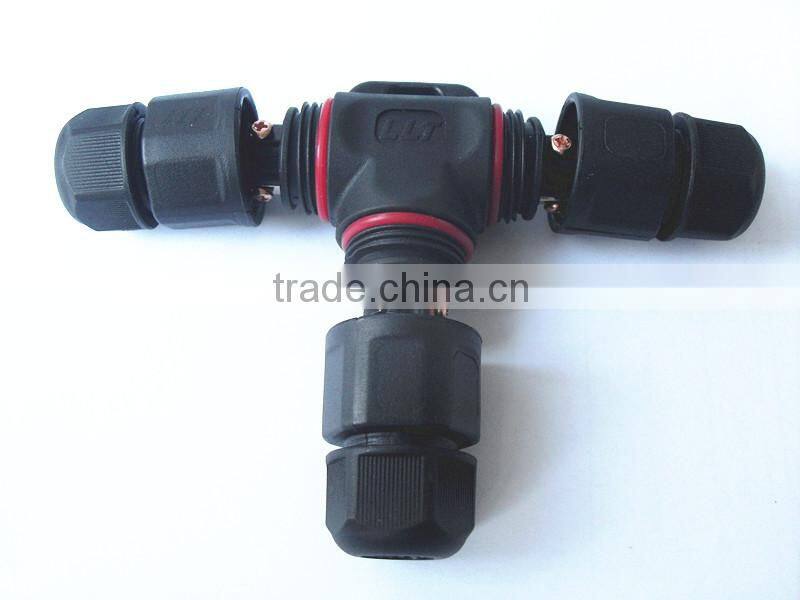 IP67 easy assembly 3-way Tee connector led light distribution