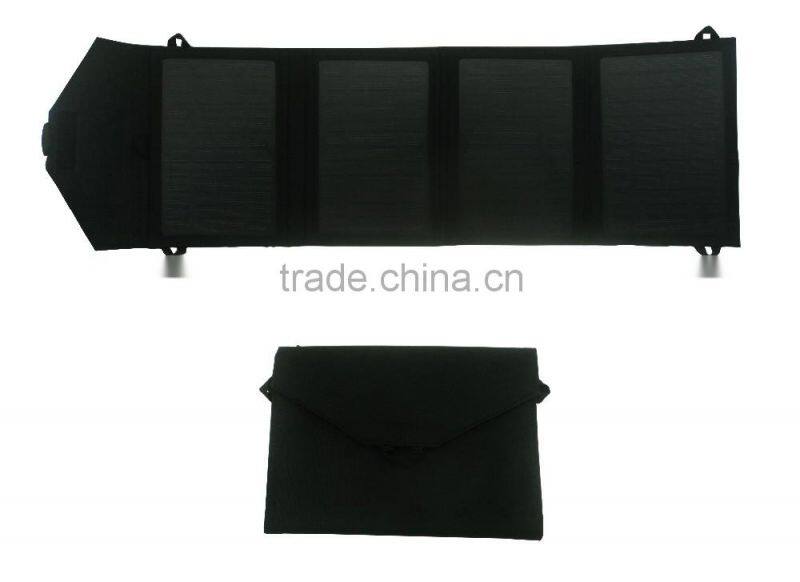 Singapore, 14W Foldable Solar Power Bank integrated with Fabric bag, Applicable as portable solar charger kit for mobile