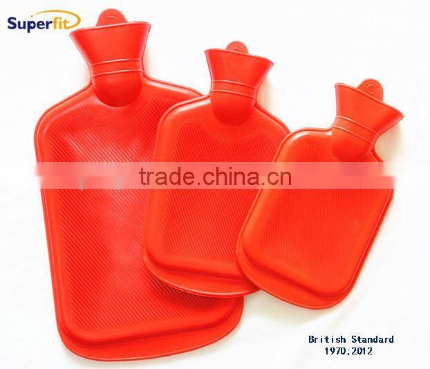 2015 NEW fashion Particular BS double or Single ribbed Nature Rubber Hot water bag color