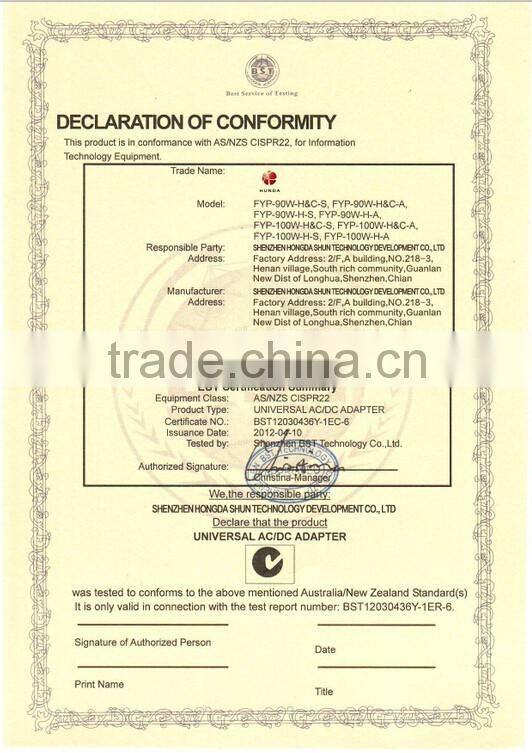 HUNDA Care Cigarette Lighter Socket Cable 90W Universal Laptop Battery Charger with 12 tips