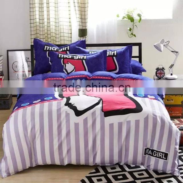 hot selling nice quality bed set blue color bedding set