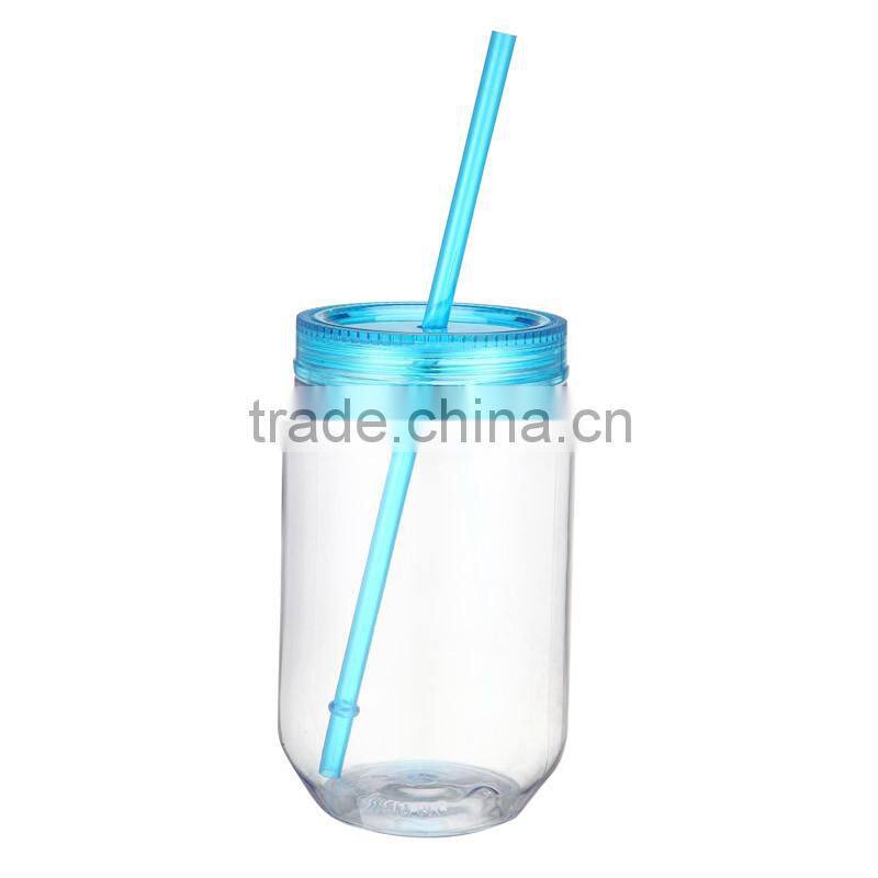 Single wall Acylic plastic mason jar without handle
