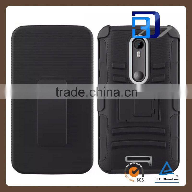 2015 New Modle Heavy duty shockproof armor case 3 in 1 combo belt case For Motorola X3 factory price