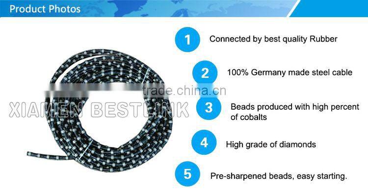 hot selling for granite block squaring 11mm diamond beads diamond wire saw with low price