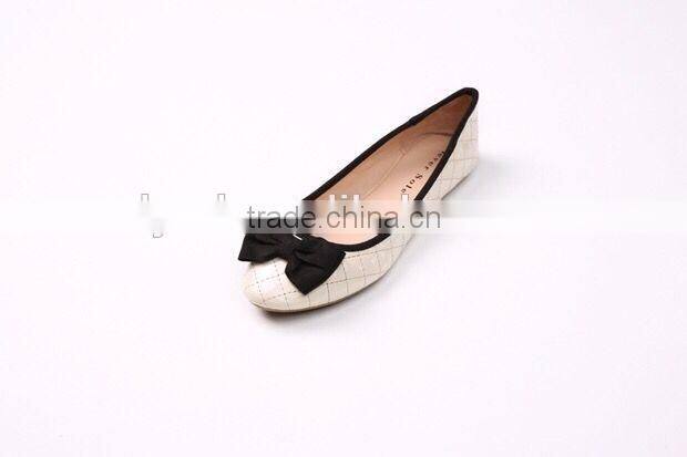 2016 shoes made in china ladies PU quilted soft ballerina with sweet bow