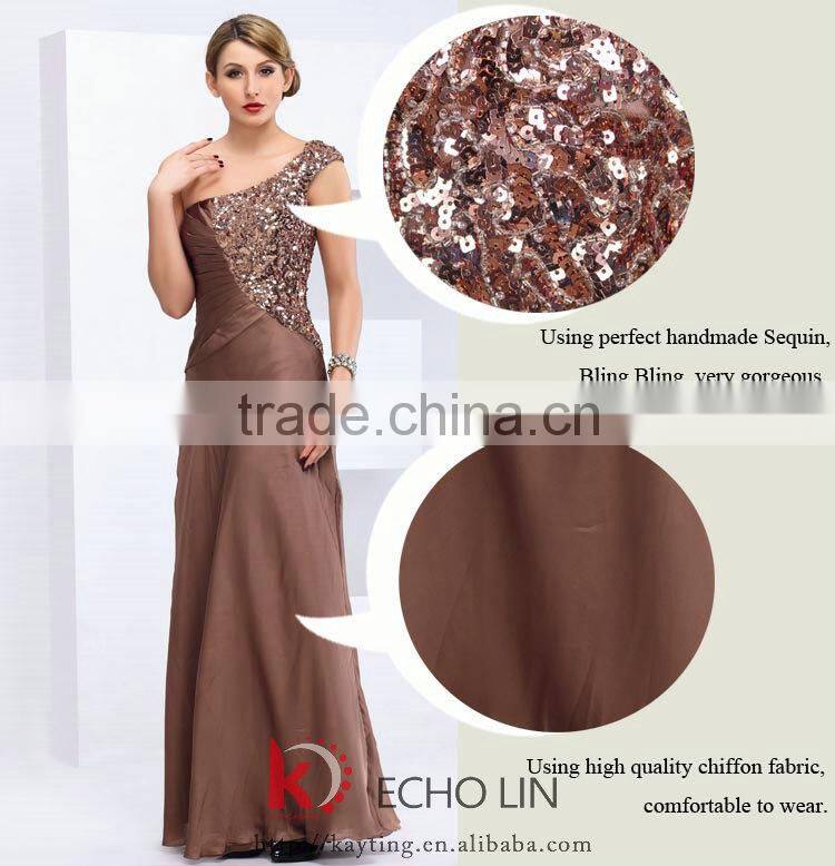 Fashion design sequins one shoulder long evening dress party dress for women