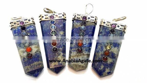 Black Jasper Chakra Flat Stick Pendant With Chakra Cabs : Wholesale Gemstone Chakra Pendants for sell