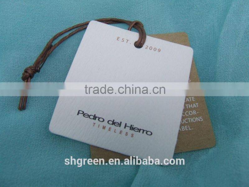 Printing cardboard hangtag with rope
