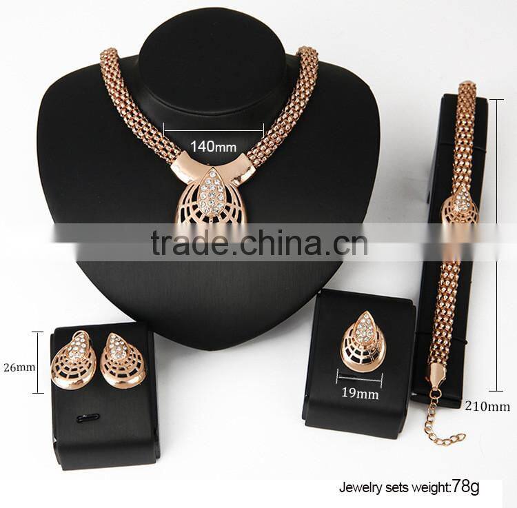 Women Fashion Necklace Earring Bracelet JW007 Wedding Bridal Jewellery Gold Plated Alibaba Jewelry Set