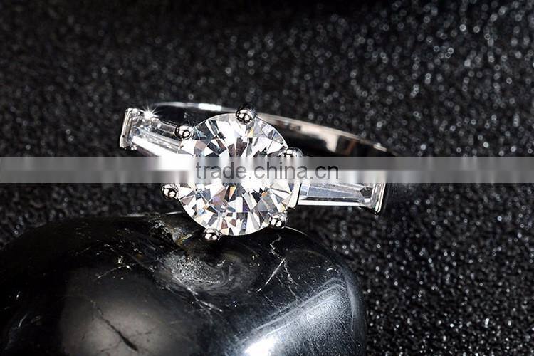 Women's jewelry silver plating white zircon luxury adjustable engagement rings