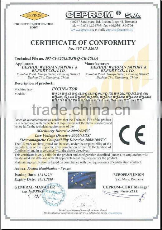 Factory Supply full automatic small 200 chicken egg incubator