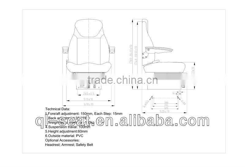 Universal seat armrests with suspension black color