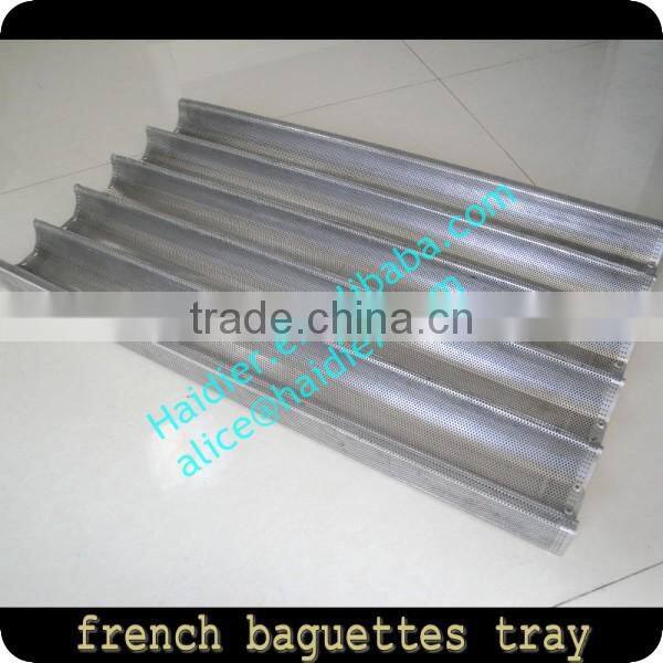 Aluminum alloy perforated 5 grooves teflon french baking pan/french baguette tray for oven
