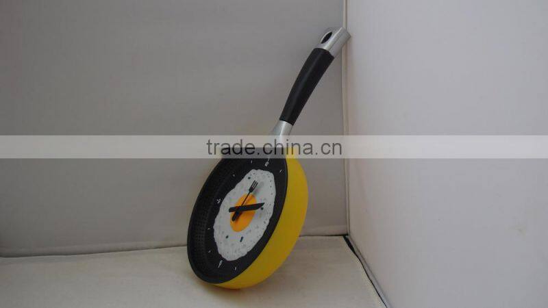 2015 newest frying pan clock pan wall clock noverlty wall clock home decor pan clock promotion clock gift clock kithchen clock