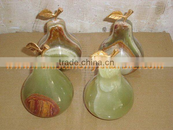 Pakistan Best Price KITCHEN AND DINING DECORATION ONYX PEAR WITH BRASS LEAF HANDICRAFTS