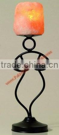 WROUGHT IRON SALT CANDLE HOLDER & TEALIGHTS