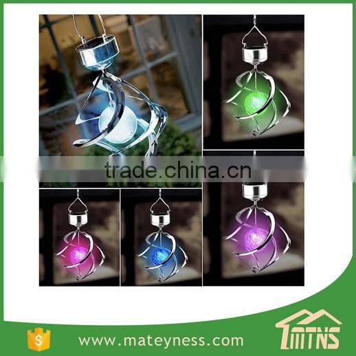 Outdoor Garden Solar Power light Saturn Spiral Wind Spinner