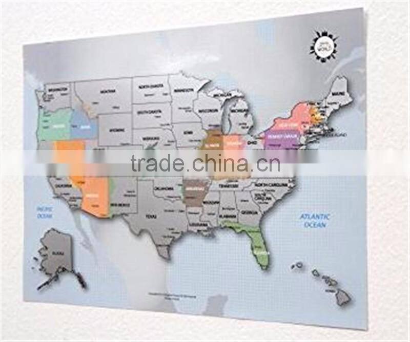 Personalized Scratch-off Us Map the United States of America A4 Size Poster Travel Silver Layer