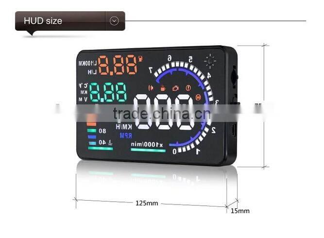2016 New 5.5" Screen A8 Auto Car HUD Head Up Display KM/h & MPH Overspeed Warning Alarm System Car Speed Head UP LED Display