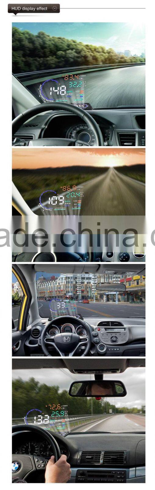 Hot-selling New Colorful Big 5.5 Display Screen Car HUD Head Up Display OBD2 Feul Comsuption/Speed/Tire Pressure Alarm Car HUD
