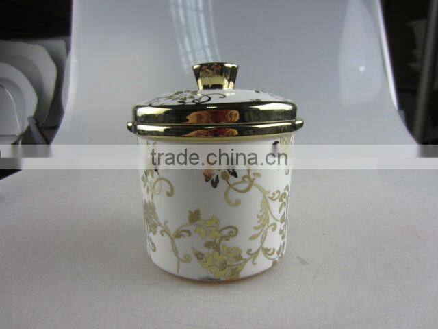 round electroplated ceramic tureen with cover