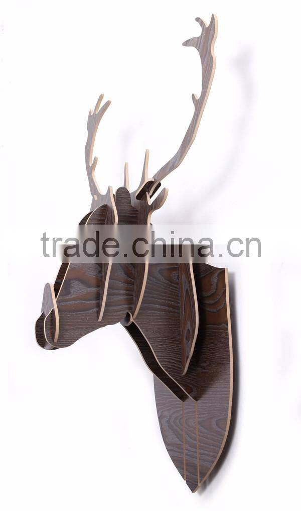 indoor wall mounted wooden deer head decoration