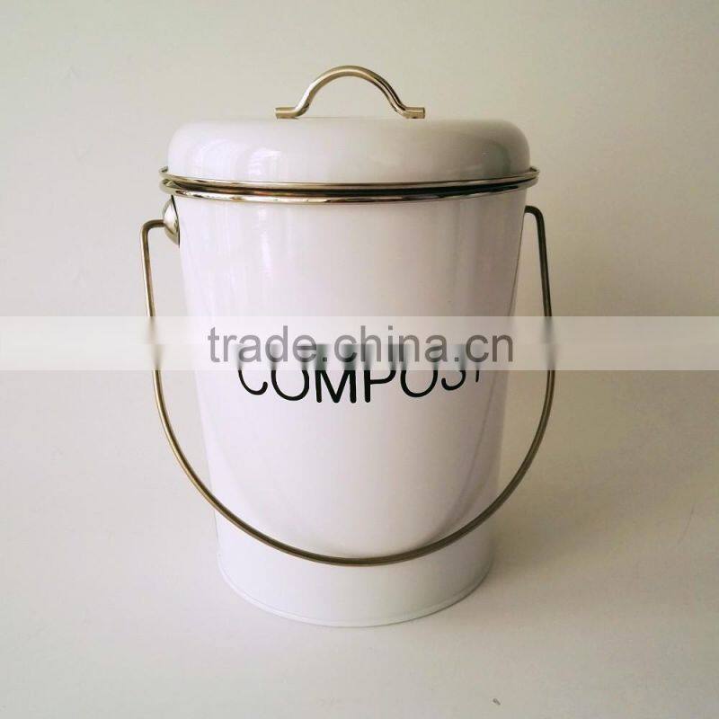 Indoor Powder-coated Steel Compost Food Waste Recycling Caddy Bin Metal Compost Bucket