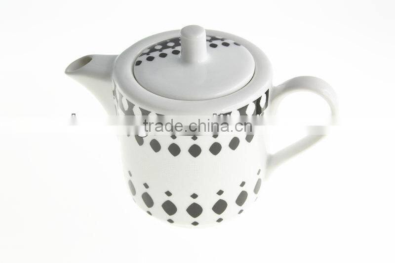 High Quality Porcelain Modern Black And White Dotted Pattern Teapot Set With Mugs And Saucers Set WS1059-CF021-231-1/s