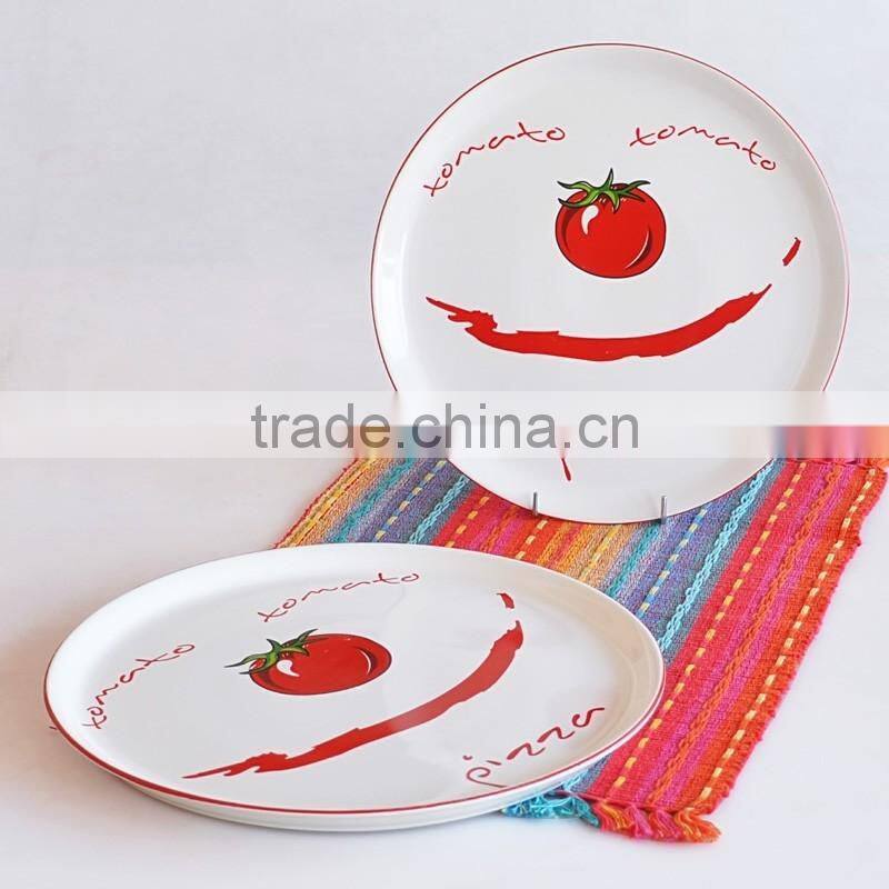 ceramic pizza plate with decal, China alibaba, bulk buy from China