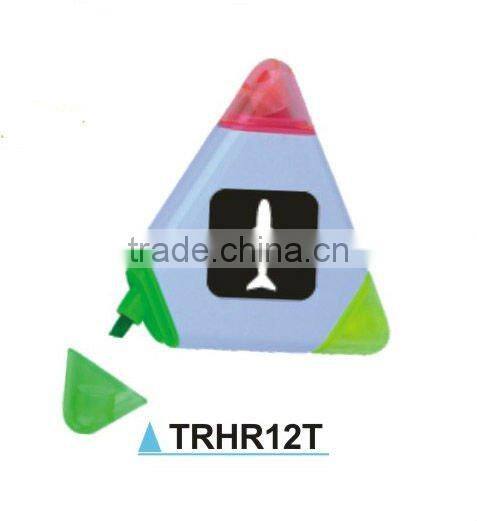 Triangle shape 3 in 1 plastic highlighter pen