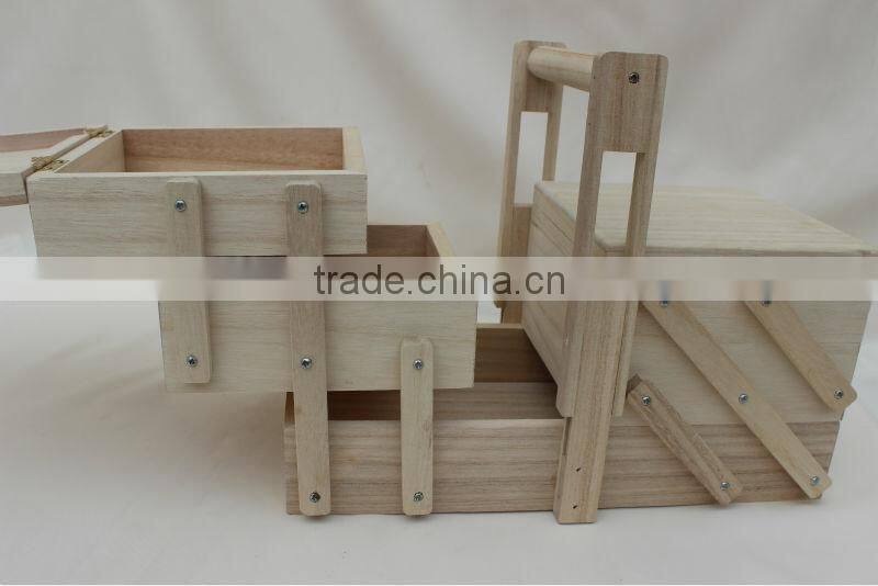 2015 popular customize folding wooden sewing box