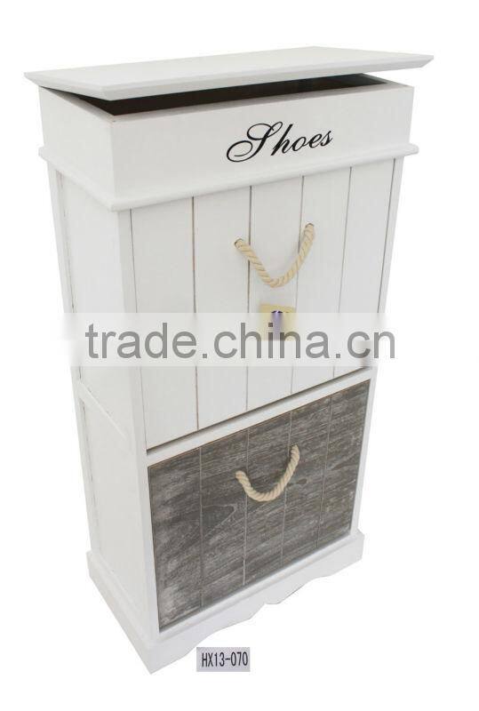 Hallway 2 drawer white wooden shoe cabinet